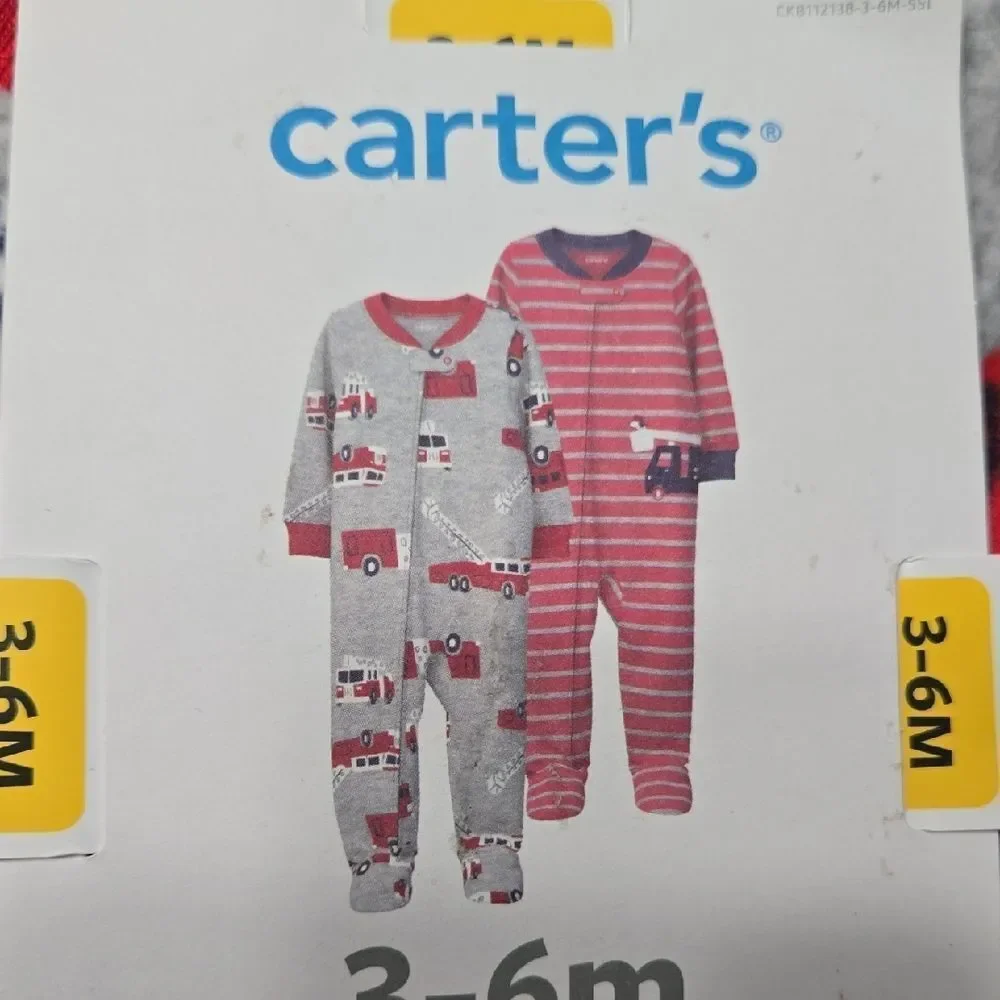CARTER'S 2-PACK FIRE TRUCK FLEECE SLEEPWEAR FOOTIE - NEW!